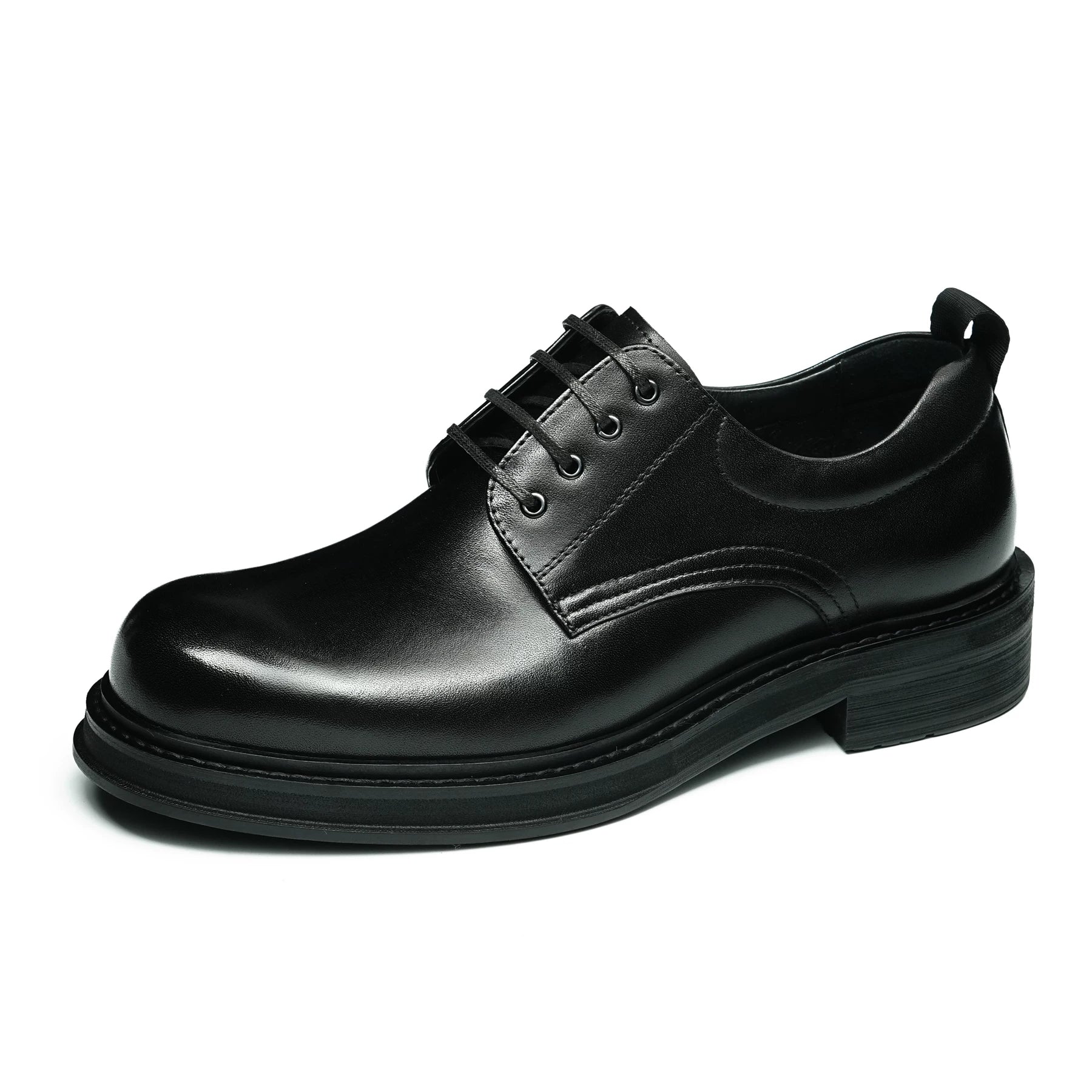 Men's Genuine Leather Derby Shoes, Height Increasing, Thick Sole