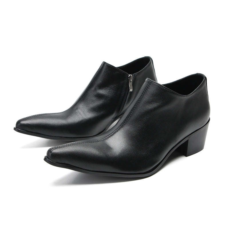 Leather shoes men's cowhide black business dress summer breathable British casual foreign trade tide wedding groom suit shoes