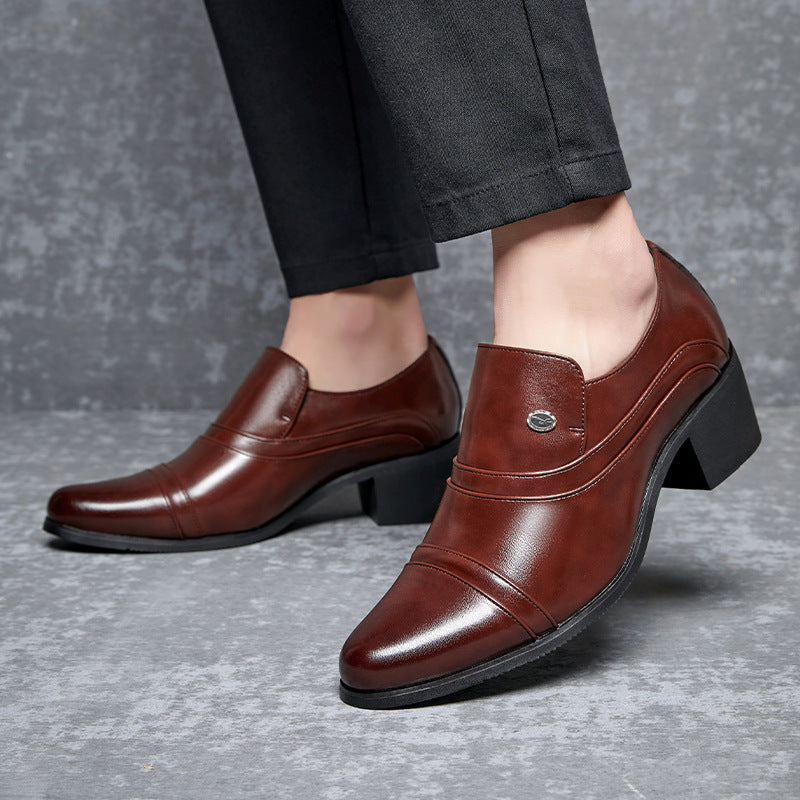 Cross-border men's high-heeled leather shoes men's business formal wear heightening cuban shoes fore