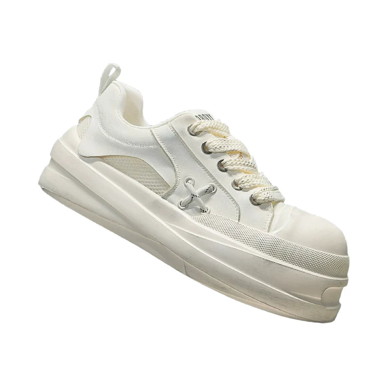 Men's Height-Increasing Platform Lace-Up Low-Top Retro Skate Shoes Summer