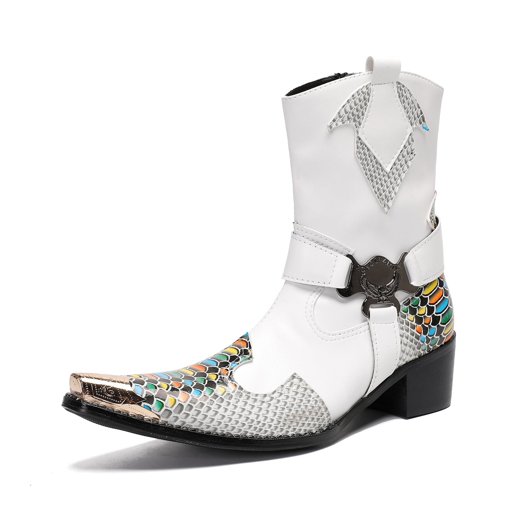 British leather Chelsea boots men's trendy pipe boots men's Martin boots high-top white autumn and winter foreign trade men's shoes