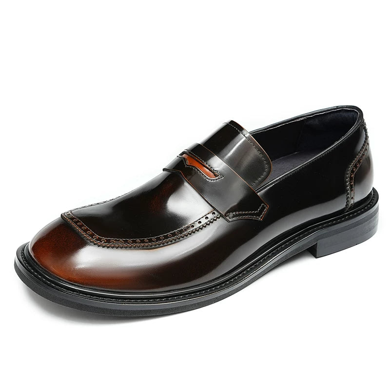 Men's Genuine Leather Loafers, Patent Leather, Slip-On