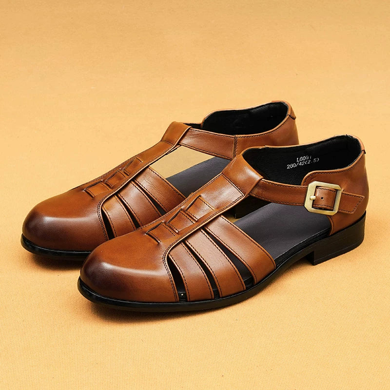 Men's Genuine Leather Sandals, Breathable