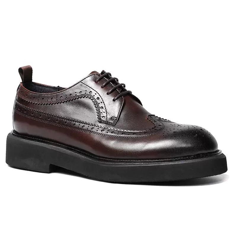 Men's Genuine Leather Derby Shoes, Height Increasing, Thick Sole