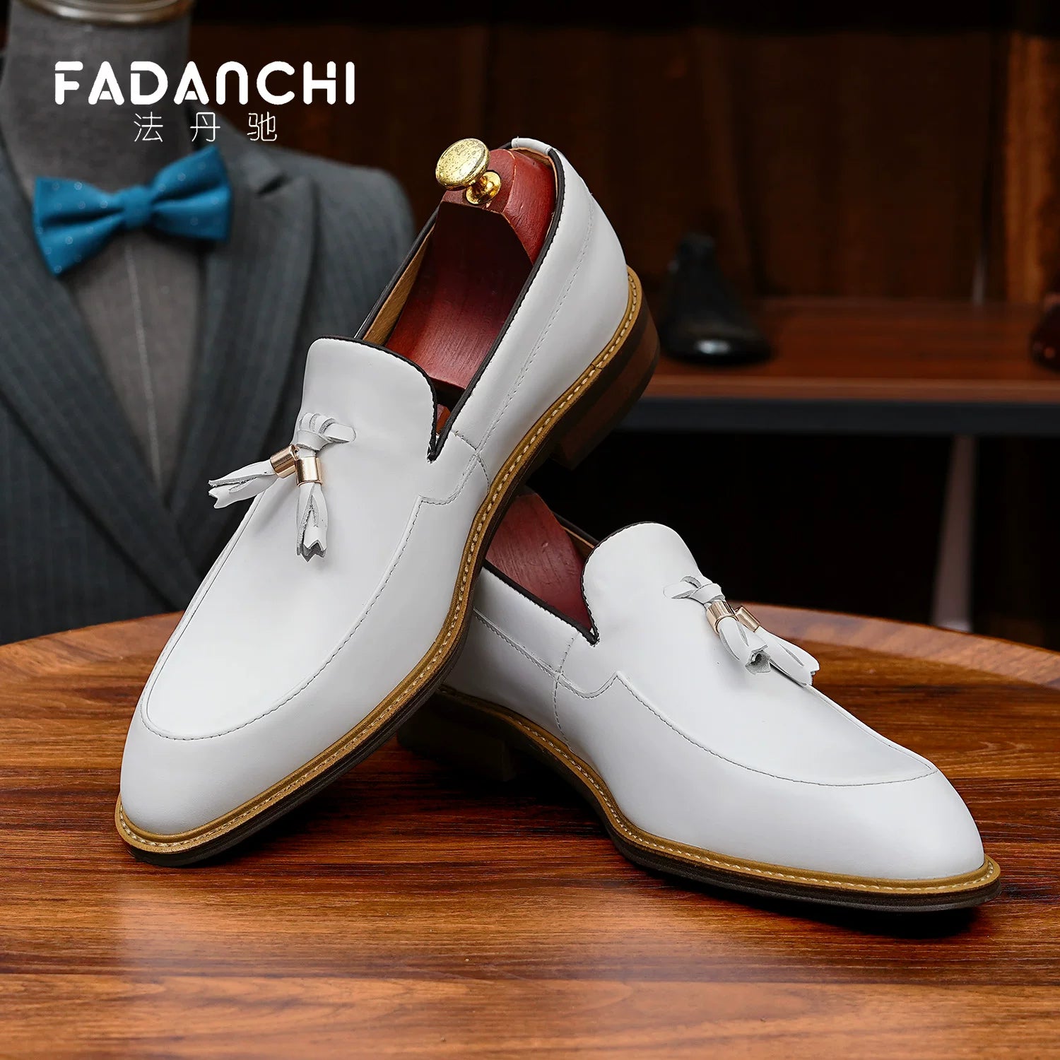 Men's White Genuine Leather Loafers, Breathable, Slip-On