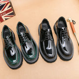 Cross-border mencasual glossy leather shoes men's round toe british patent leather men's shoes busin
