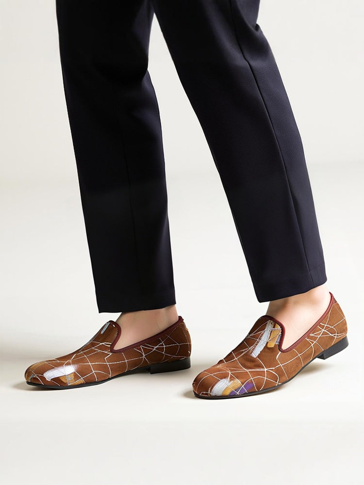 New ink style men's cool suede loafers, four-color trendy low-top shoes, slip-on slip-ons, smoking shoes