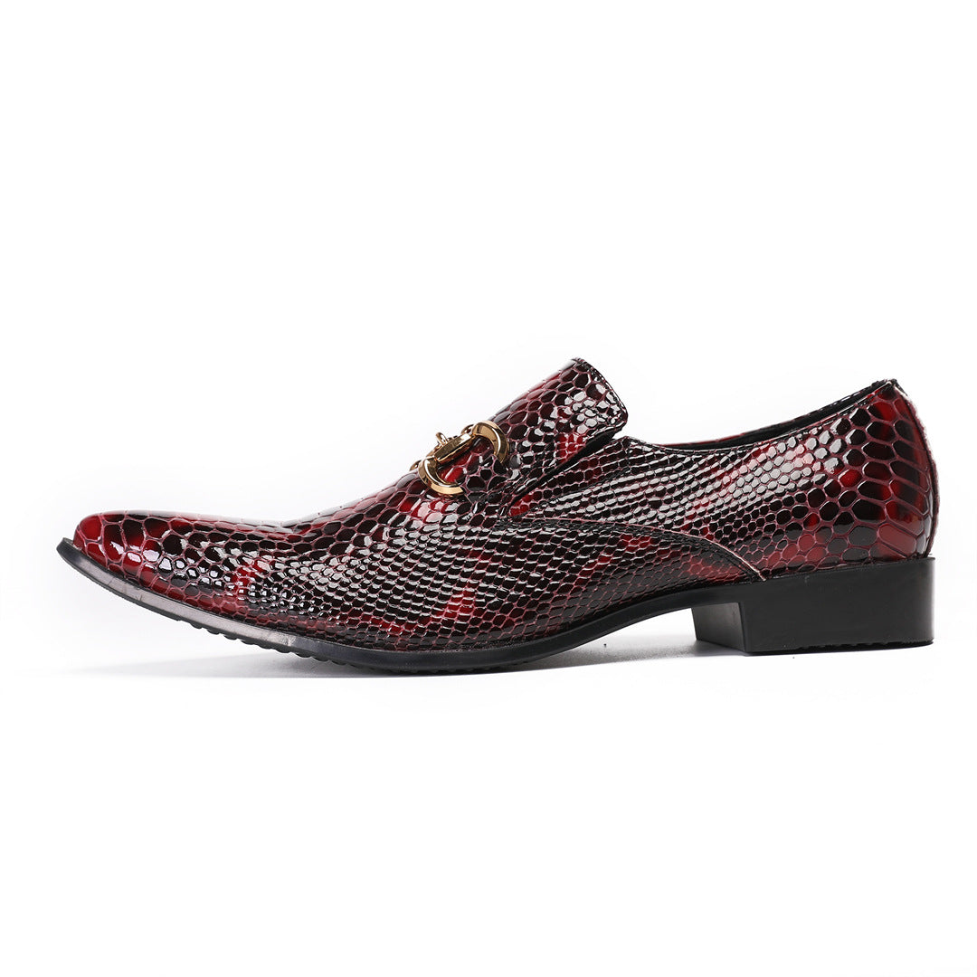 Brand pointed leather shoes men's cowhide British style Korean version of tide business leisure youth one foot red foot cover man