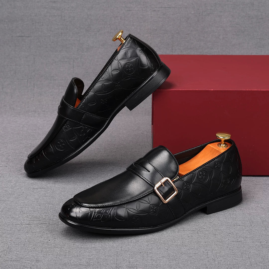 Men's Brown Loafers, Pointed Toe, Slip-On