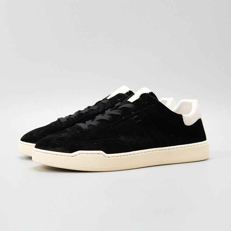 Moxu new arrival shoes black sports casual style sense of design suede cowhide menbest selling genuine leather low-top sneakers