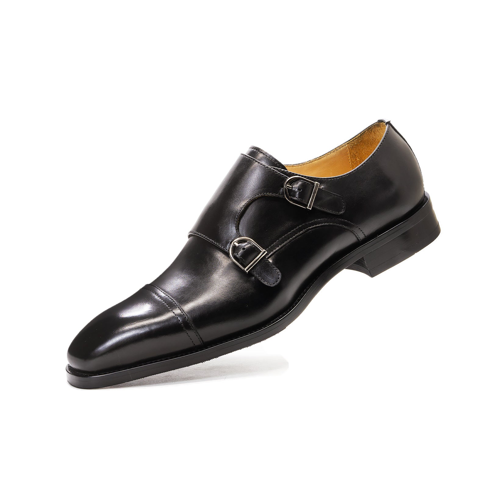 Men's Monk Shoe Monk Shoes High Quality Genuine Leather Full Cowhide Inner Double Buckle Business Formal Wear Leather Shoes Men's Pointed Toe