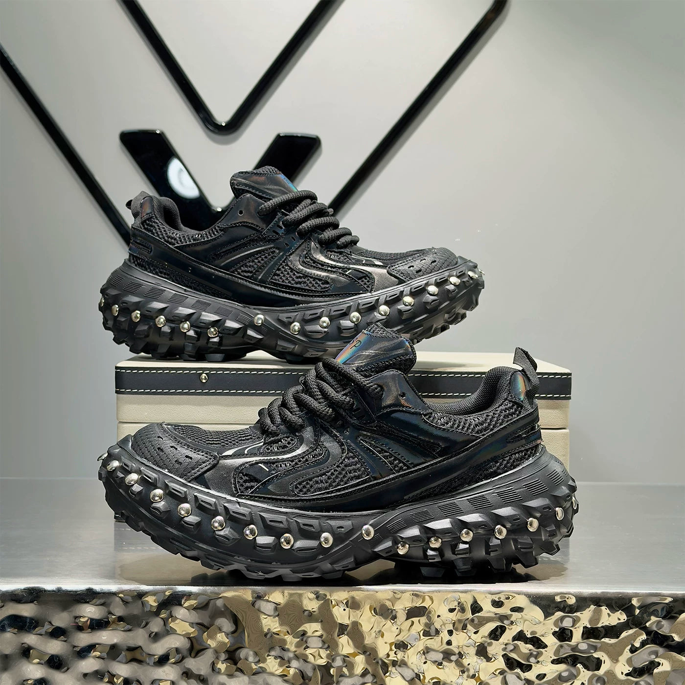 Men's Height-Increasing Platform Mesh Chunky Dad Sneakers Summer