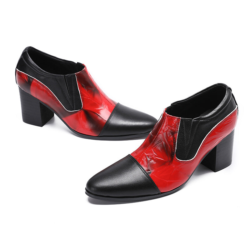 Spring and Autumn three-joint leather shoes men's business formal wear breathable square toe brand handmade wedding shoes groomsmen suit derby shoes