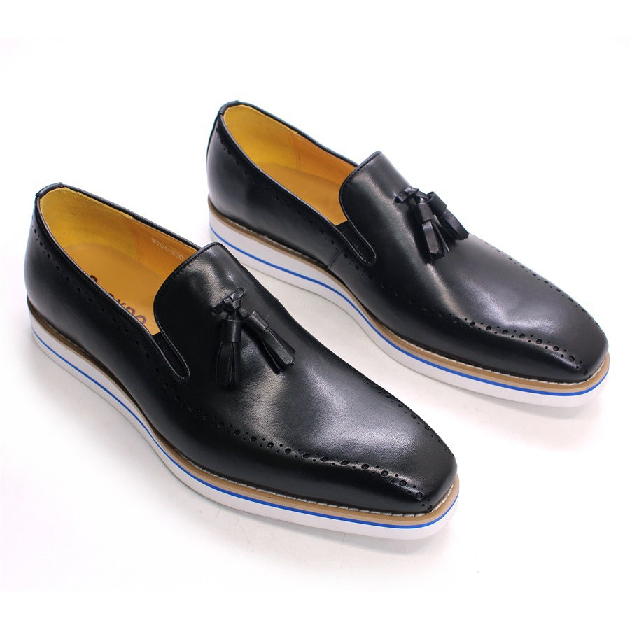 Tassel Loafers Men's Leather Casual Pumps Slip-on British Men Leather Shoes Brown Sneakers Men Shoes