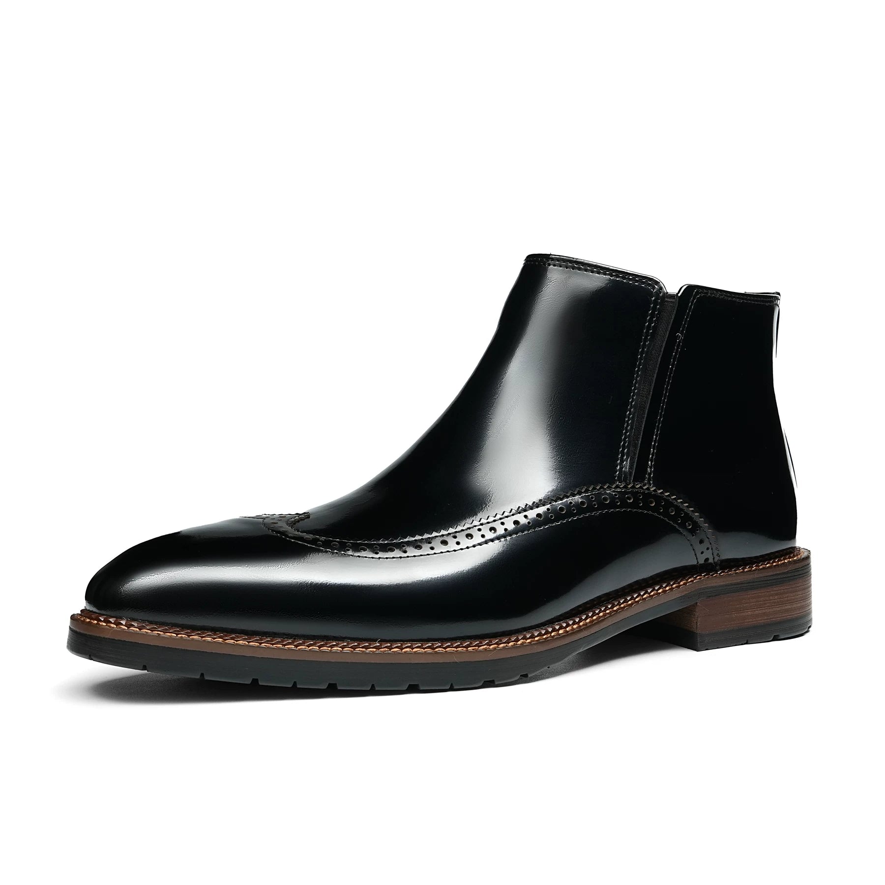 Men's Genuine Leather Martin Boots, Patent Leather, Glossy