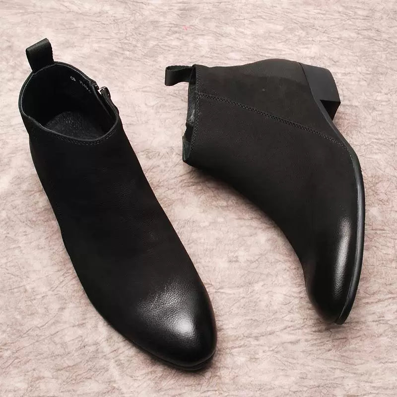 Men's Genuine Leather Martin Boots, Korean Style, Vintage