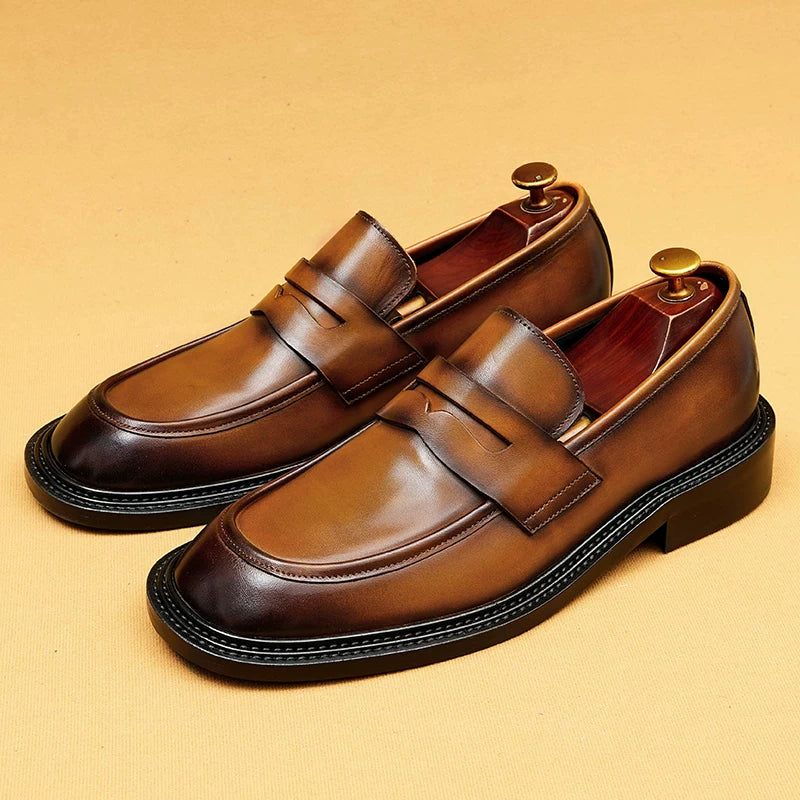 Men's Genuine Leather Loafers, Breathable, Slip-On