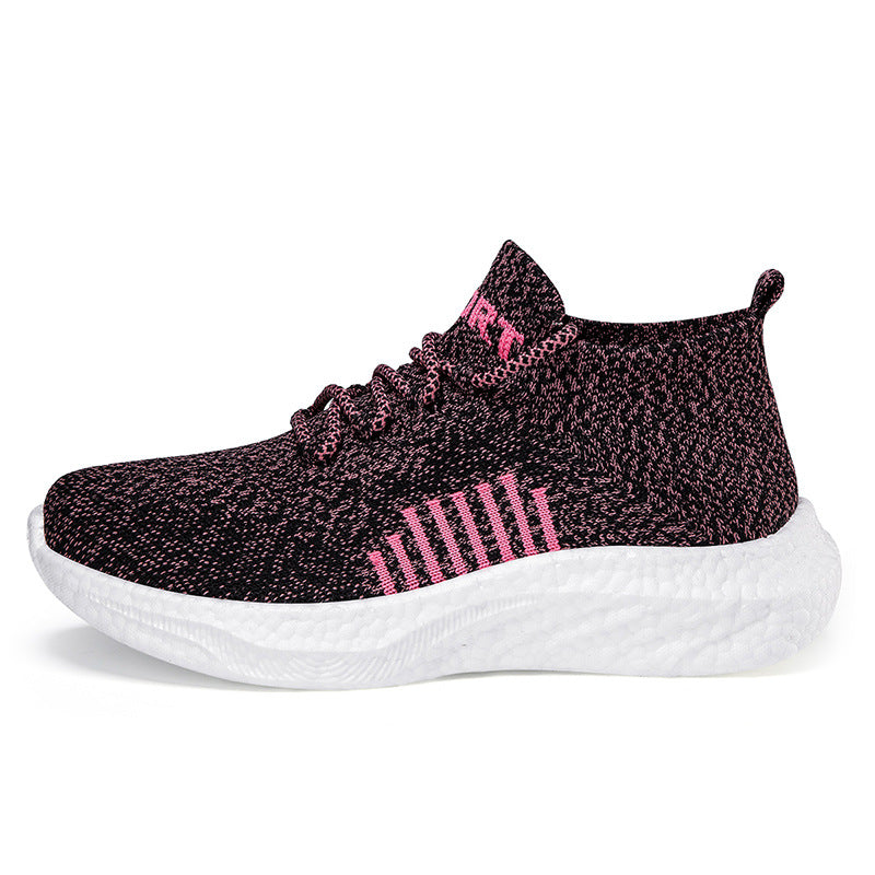 2026 spring new flyknit mesh breathable men's shoes wholesale soft sole comfortable lightweight casual shoes women's shoes