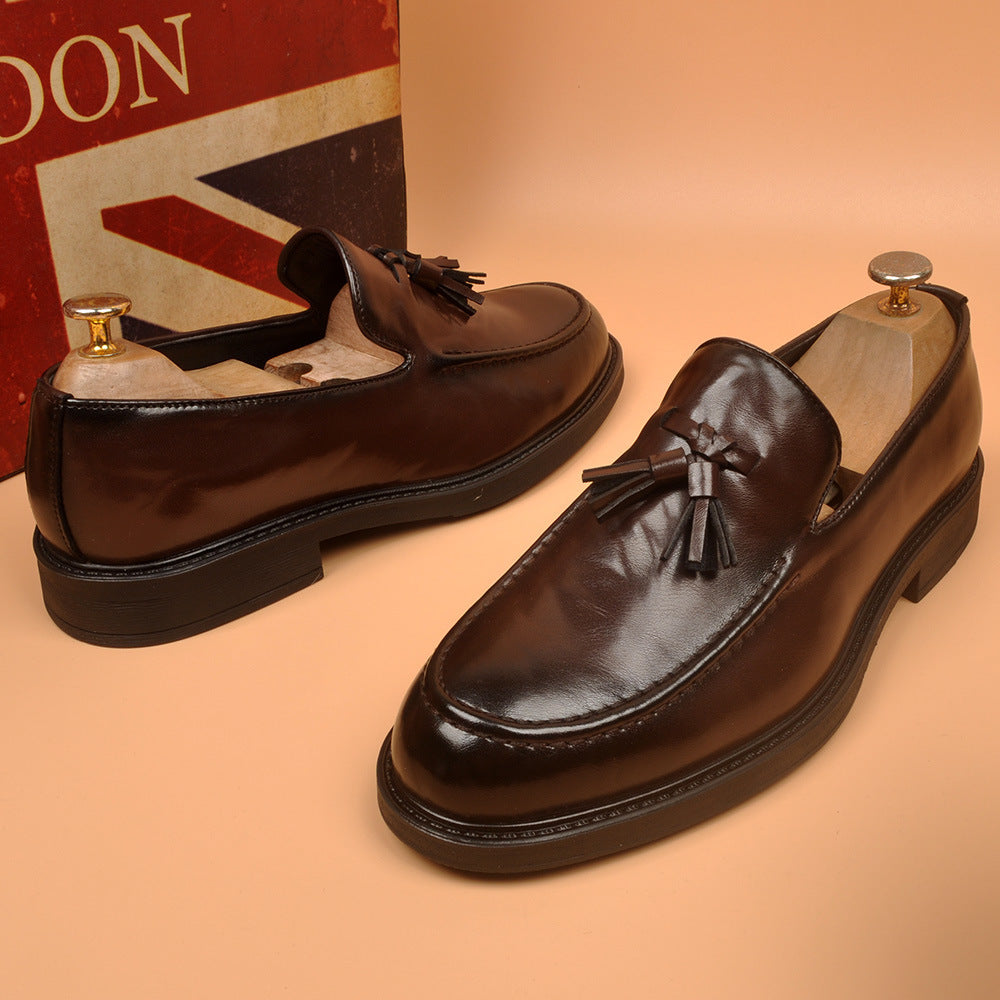 Fashioneasiest for match business men's shoes tassel formal dress hidden heelcasual leather shoes we 7