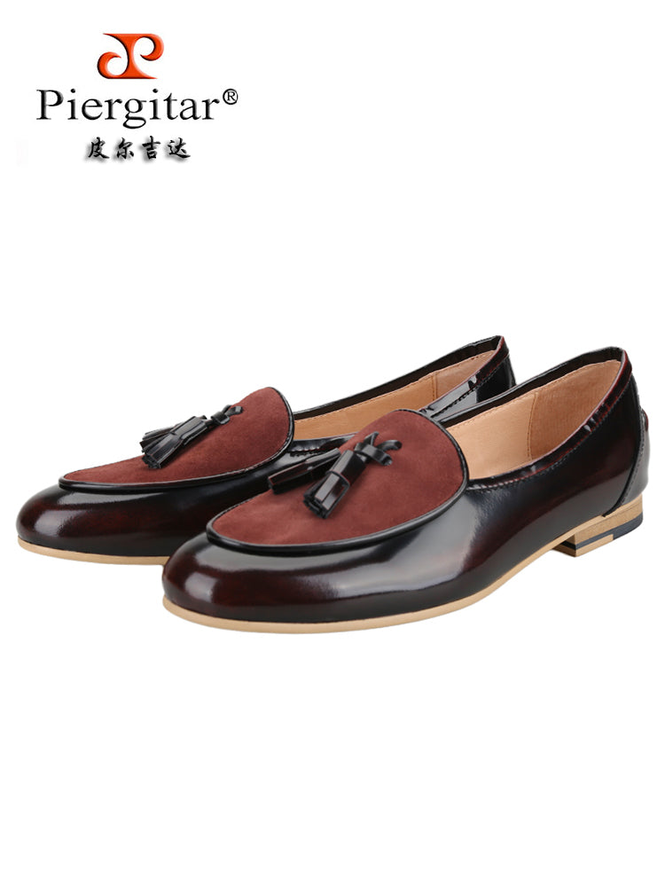 Spring and summer new style hand-rubbed cowhide leather men's tassel loafers European and American style trendy slip-on smoking shoes