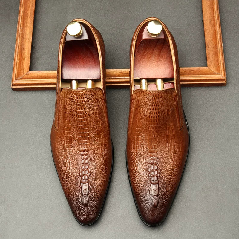 Men's Genuine Leather Wedding Shoes, Breathable, Pointed Toe