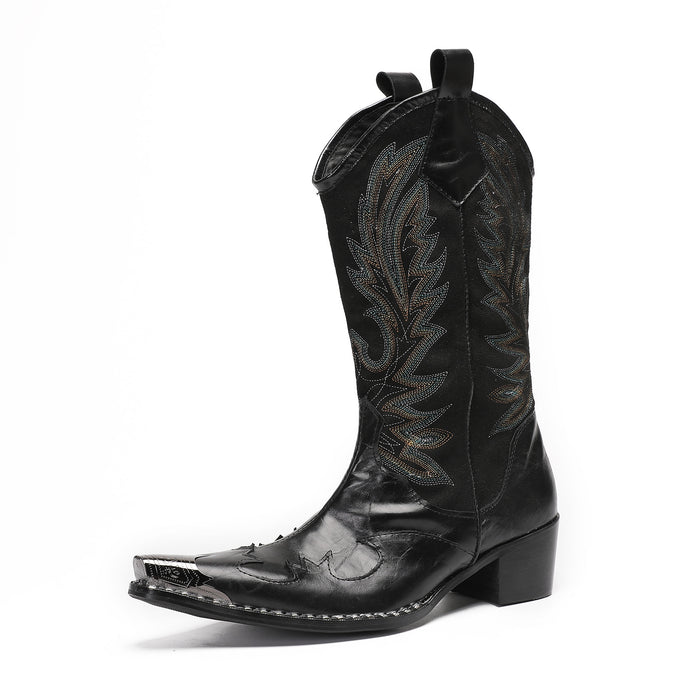 Horse boots Men's over-the-knee high-top boots Cowboy boots High boots Men's leather boots British long Martin boots Winter velvet