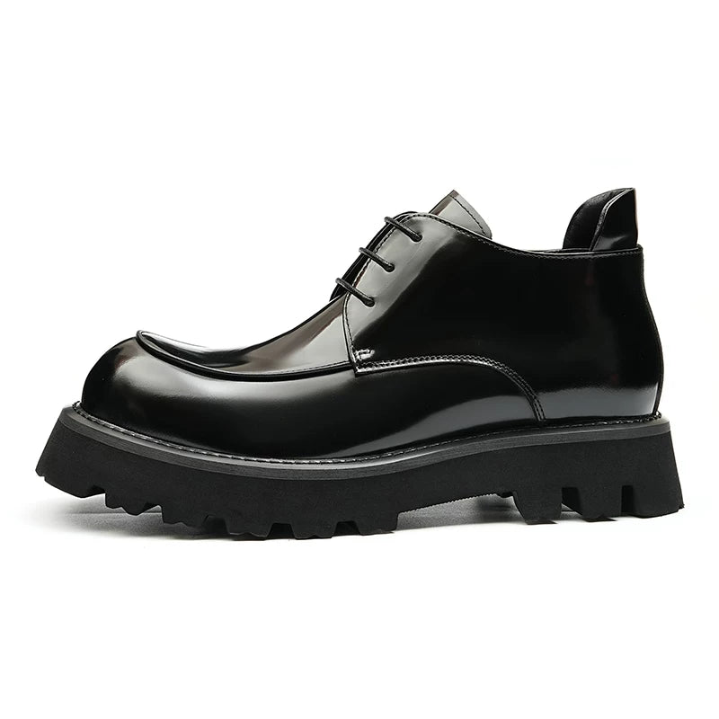 Men's Genuine Leather Martin Boots, Height Increasing, Thick Sole