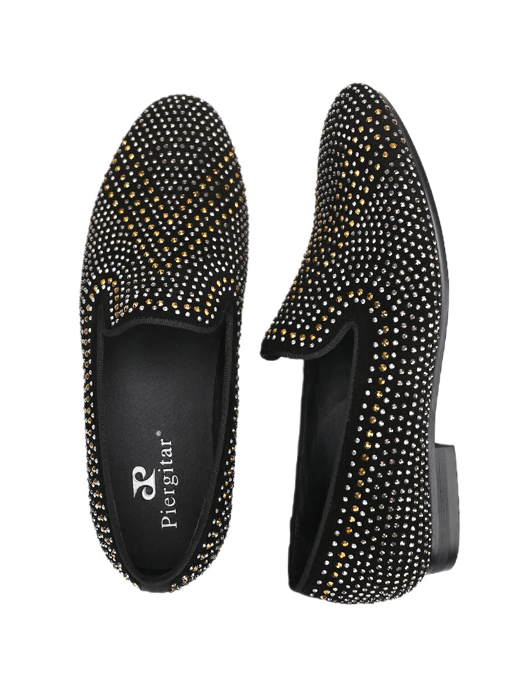 Spring and Autumn Mixed Diamond Nubuck Leather Men's Loafers European and American Fashion Low-top Shoes Slip-On Smoking Shoes