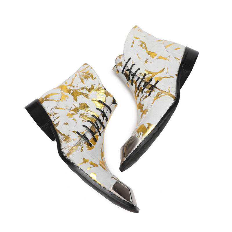 New British style retro old polished handmade shoes cowhide Martin boots trendy boots leather boots soft-soled short boots men's shoes