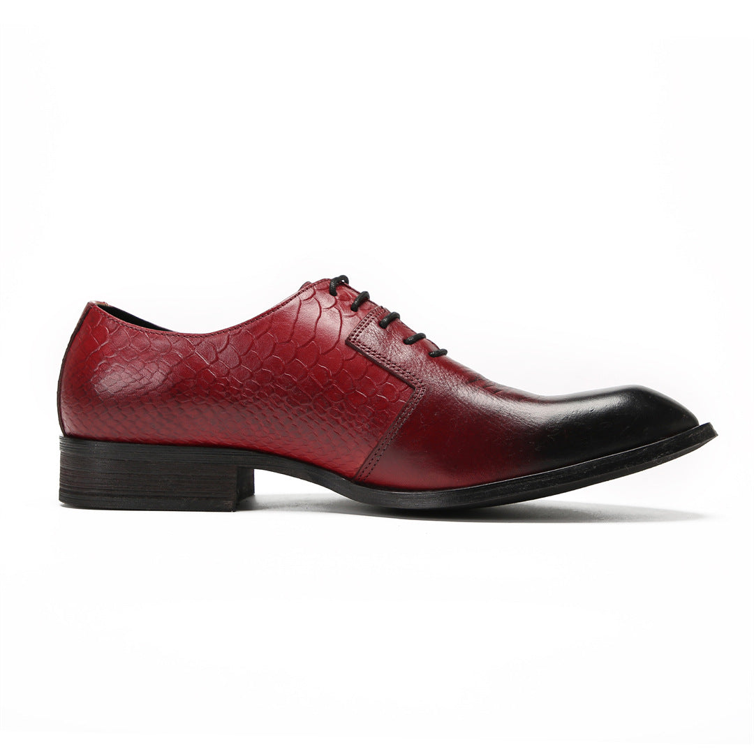 British style men's business dress leather shoes cowhide square head Oxford shoes handmade wedding groom shoes three joint men's shoes