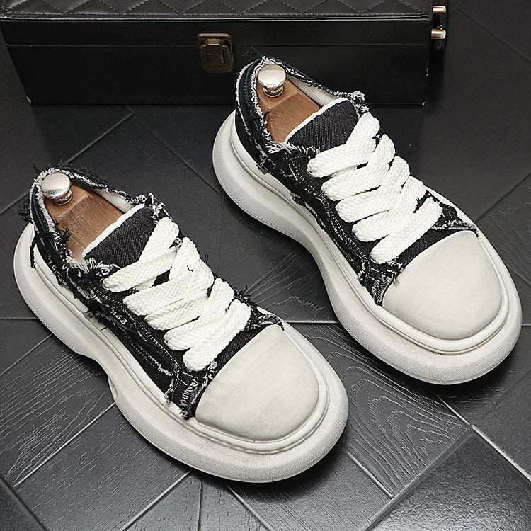 Men's 2026 New Height-Increasing Platform Breathable Canvas Denim Casual Shoes