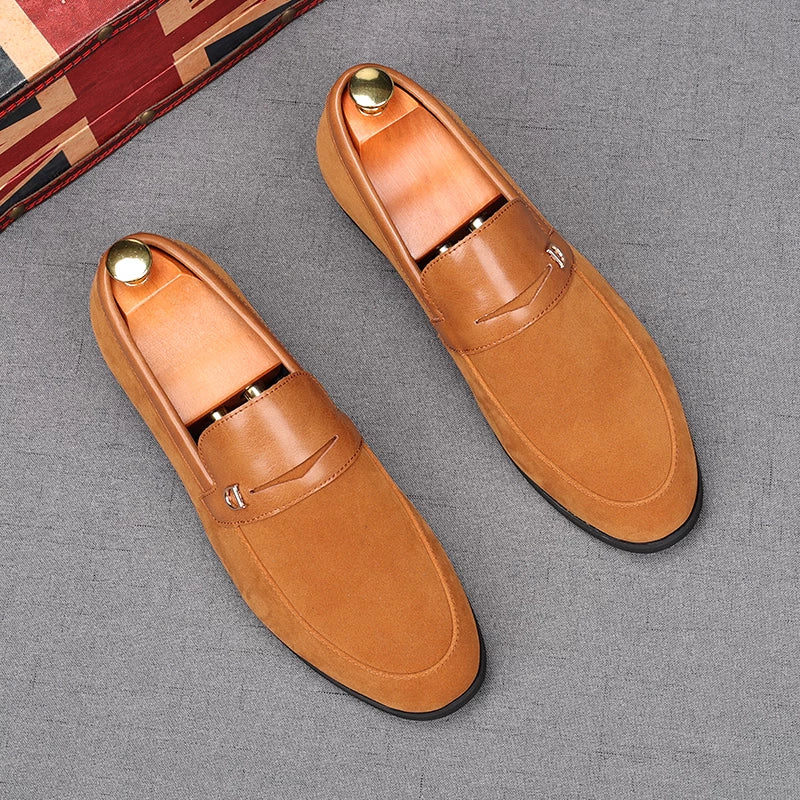 Men's Suede Loafers, Height Increasing, Pointed Toe