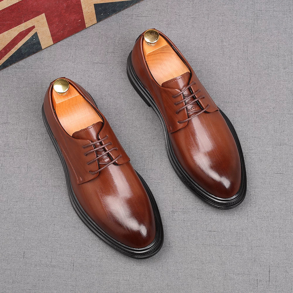 Men's Derby Shoes, Height Increasing, Pointed Toe