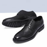 New brogue leather dress shoes for men - british & korean style, business formal, breathable casual