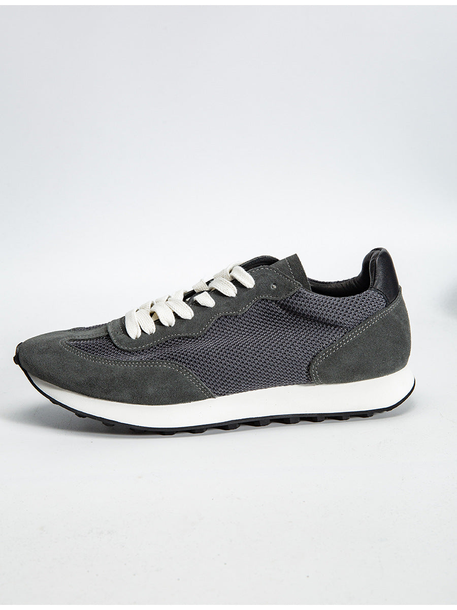 Gray feather argan shoes european station spring and summer new arrival soft breathable leather sports shoes handmade retrocasual board shoes
