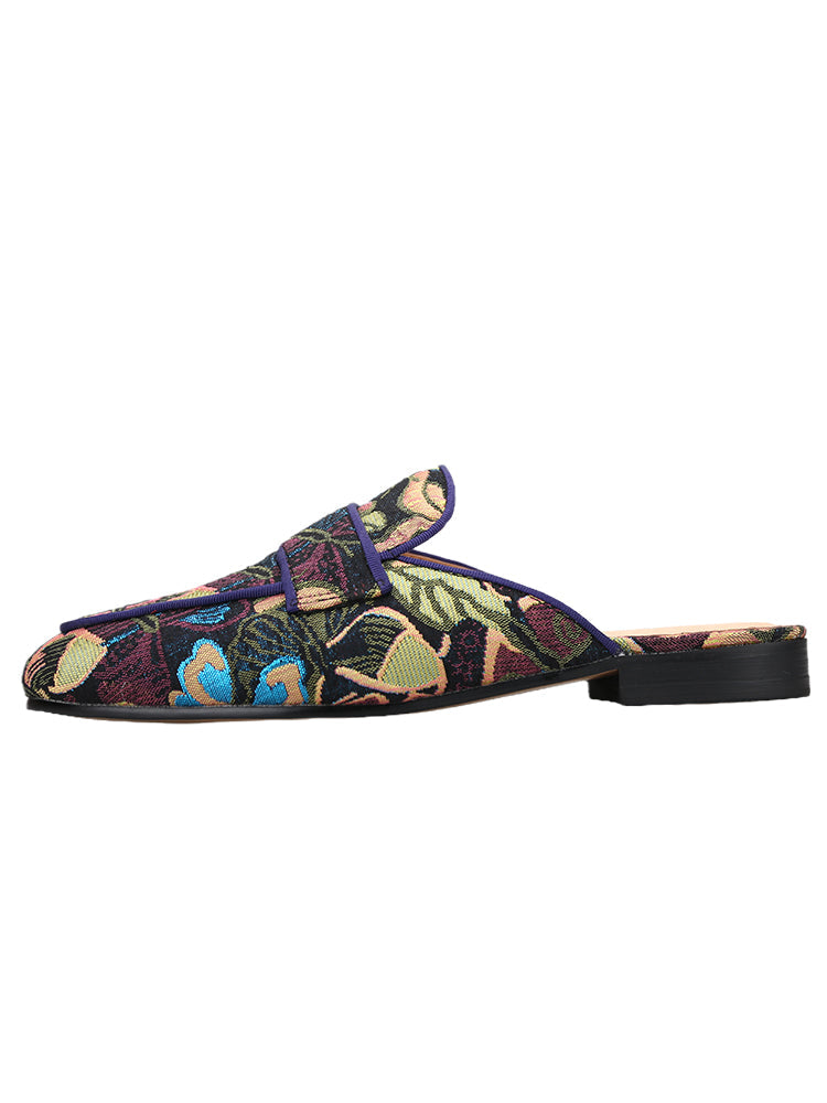 Pilgida exports European and American bright silk satin men's slip-on mule shoes European and American style breathable toe-cap slippers for men