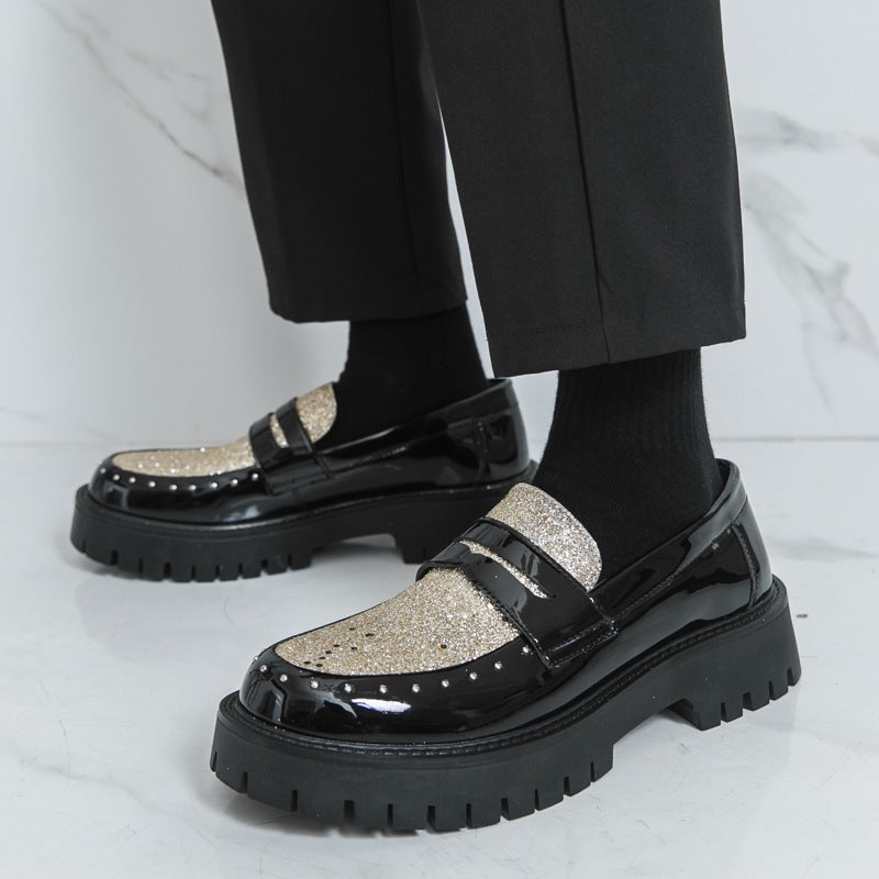 Men's trendy slip-on loafers: chunky sole, height-boosting leather shoes for business, casual, night 4