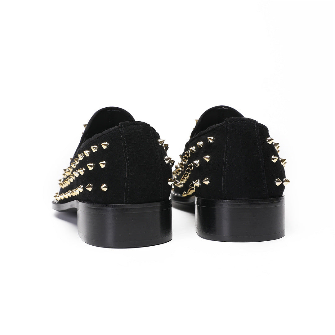 Street men's shoes 2024 new leather flat-heeled rhinestone flat-soled Doudou single shoes men's brand loafers foreign trade trendy shoes