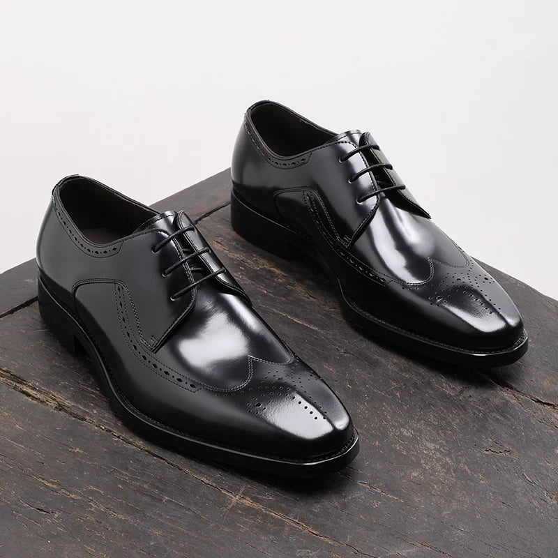 Men's Genuine Leather Derby Shoes, British Style, Business