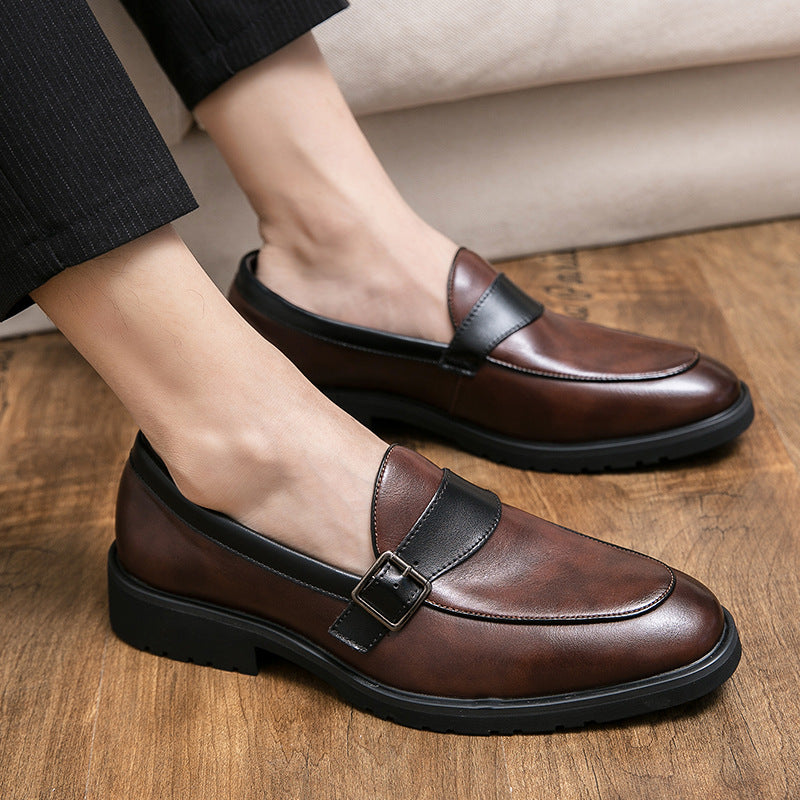 Exportplus size buckle men business casual leather shoes fashion formal wear slip-on men's shoes bla 3
