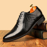 2026 new men's leather dress shoes - lace-up business casual leather shoes - pointed toe british