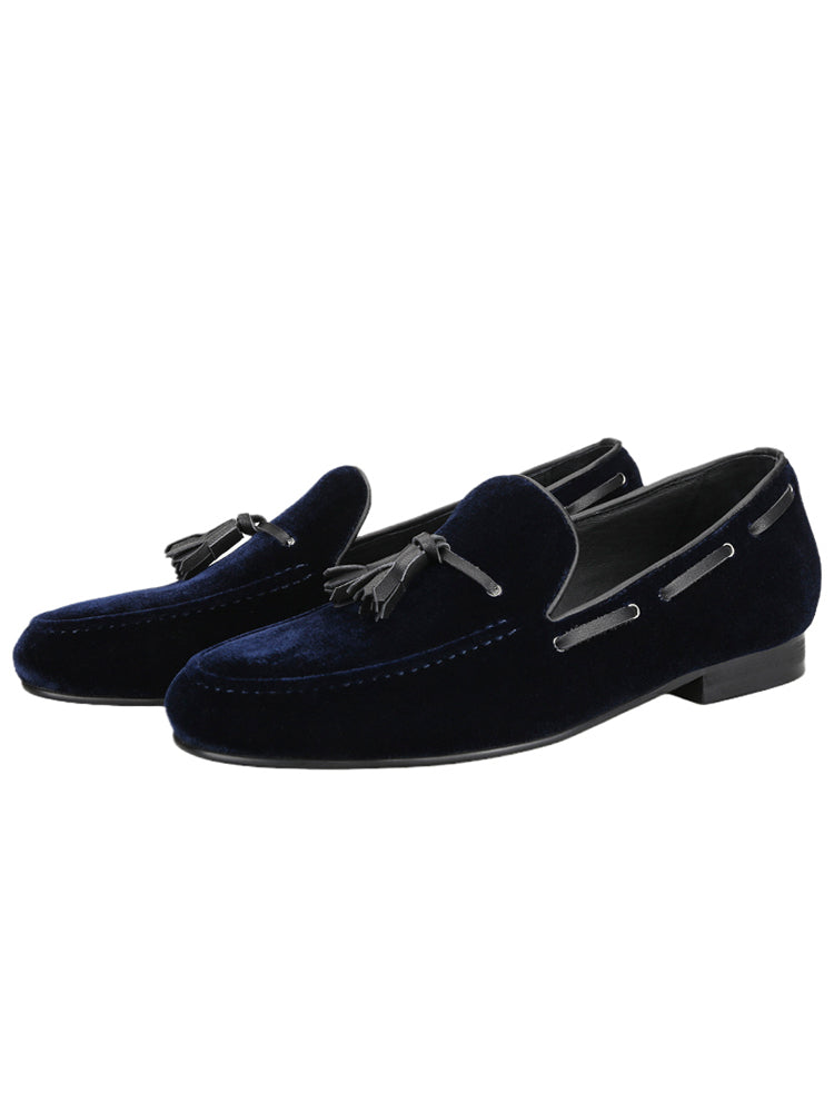 New imported velvet gentleman British yuppie shoes trendy leather tassel loafers large size smoking shoes loafers
