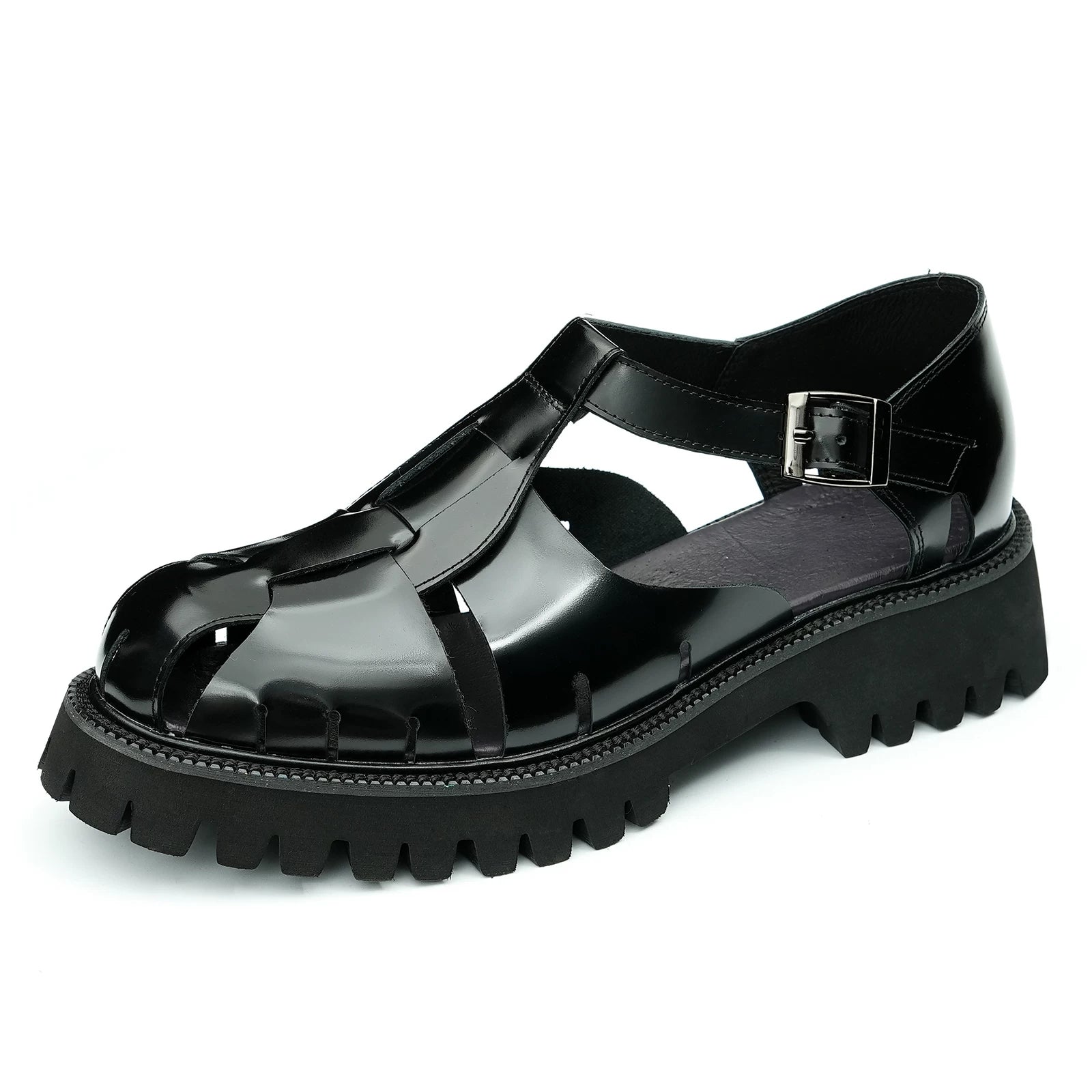 Men's Genuine Leather Sandals, Height Increasing, Thick Sole