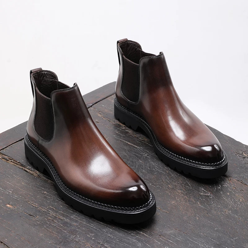 Men's Genuine Leather Chelsea Boots, Handmade, British Style