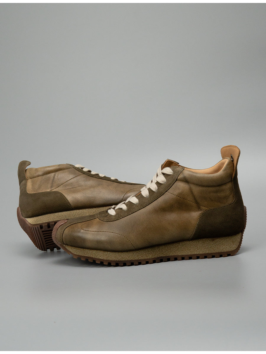 Sitao european station 2026 new arrivalretrocasual style easiest for matchtrendy shoesmen cowhide casual mid-top forrest gump shoes