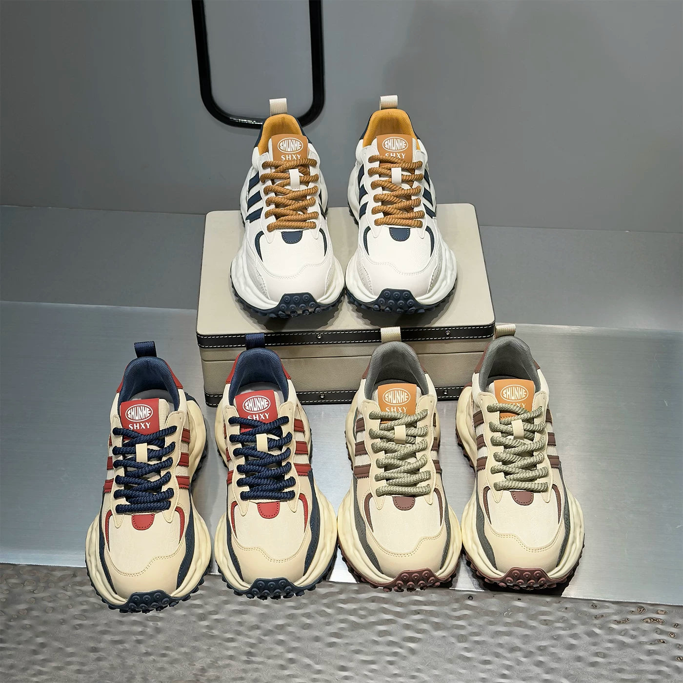 Men's Breathable Color-Block Non-Slip Plus Size Trendy Retro Running Shoes New