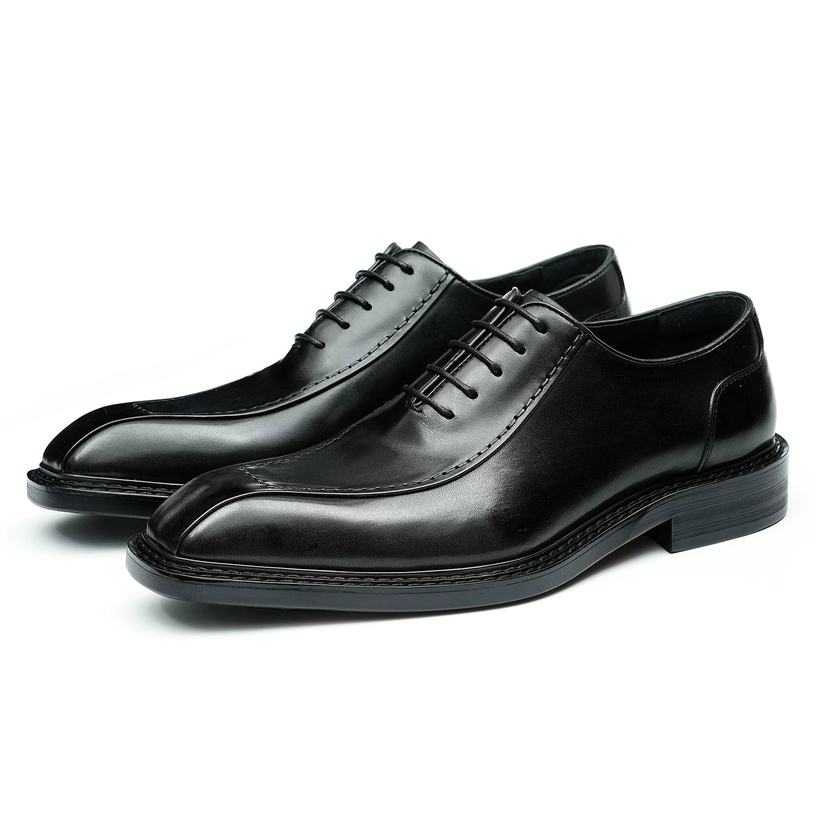 Men's Genuine Leather Leather Shoes, Square Toe, British Style