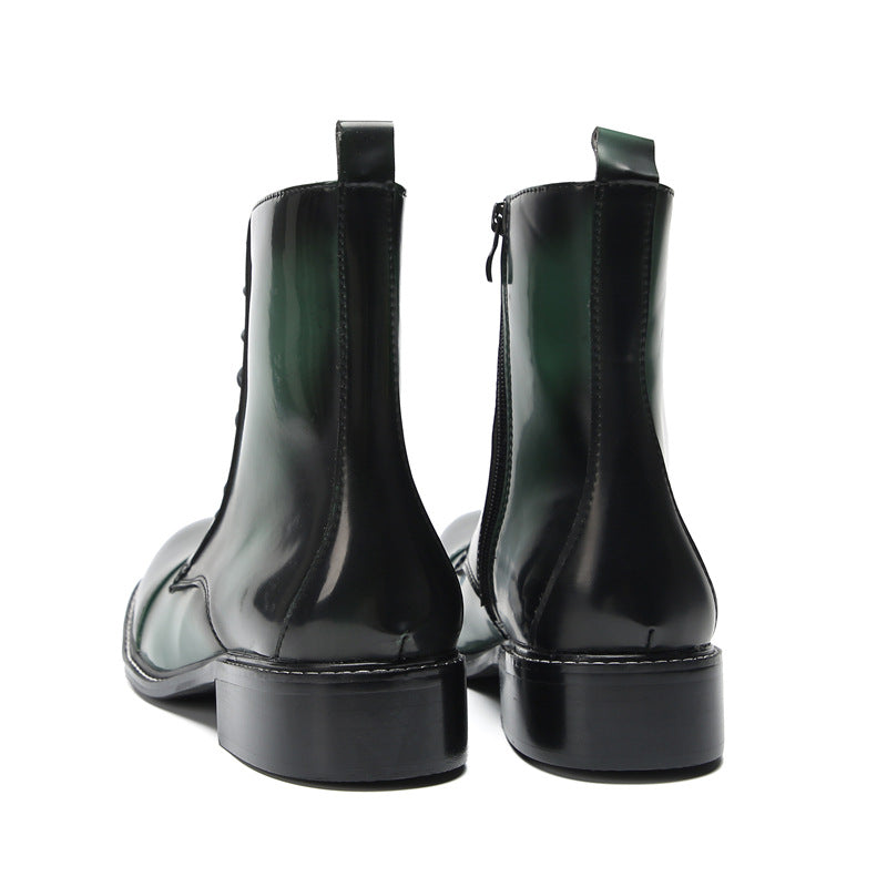 Men's Green Martin Boots – Crocodile Pattern, Crocodile Pattern