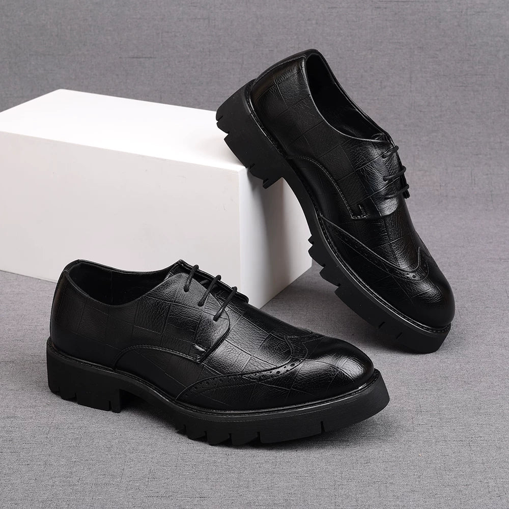 Men's Derby Shoes, Height Increasing, Thick Sole
