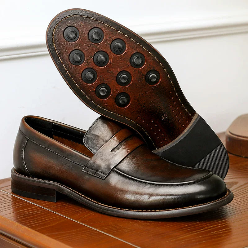 Men's Genuine Leather Loafers, Slip-On, Soft Sole